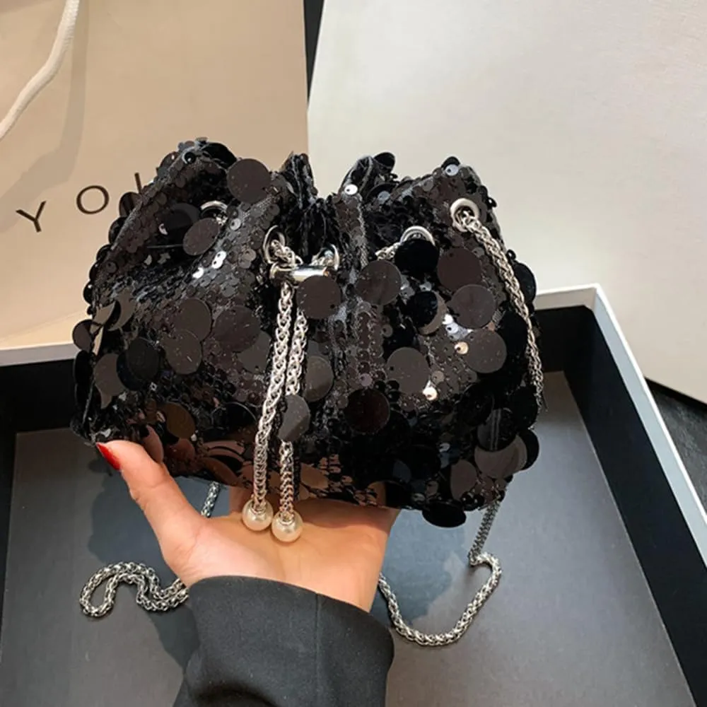 Sither Women's Evening Handbag Large Sequin Evening Bag Purses for Women Glitter Sparkly Handbag for Party
