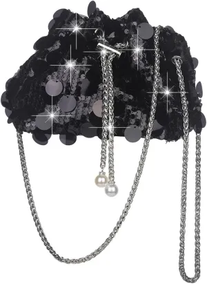 Sither Women's Evening Handbag Large Sequin Evening Bag Purses for Women Glitter Sparkly Handbag for Party
