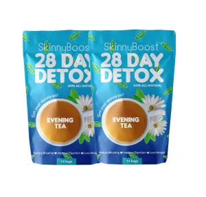 Skinny Boost Evening Tea (2 Pack) 28 Tea Bags Total, Supports Detox and Cleanse, Reduce Bloating, 100% All Natural, Vegan, Non GMO