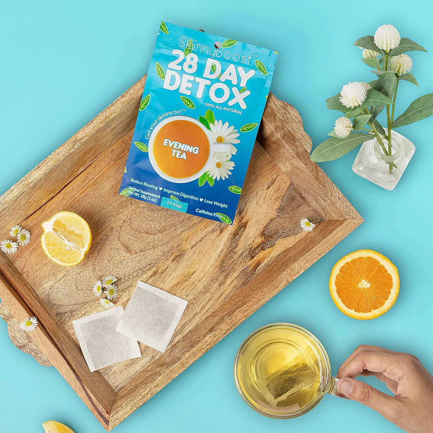 Skinny Boost Evening Tea (2 Pack) 28 Tea Bags Total, Supports Detox and Cleanse, Reduce Bloating, 100% All Natural, Vegan, Non GMO