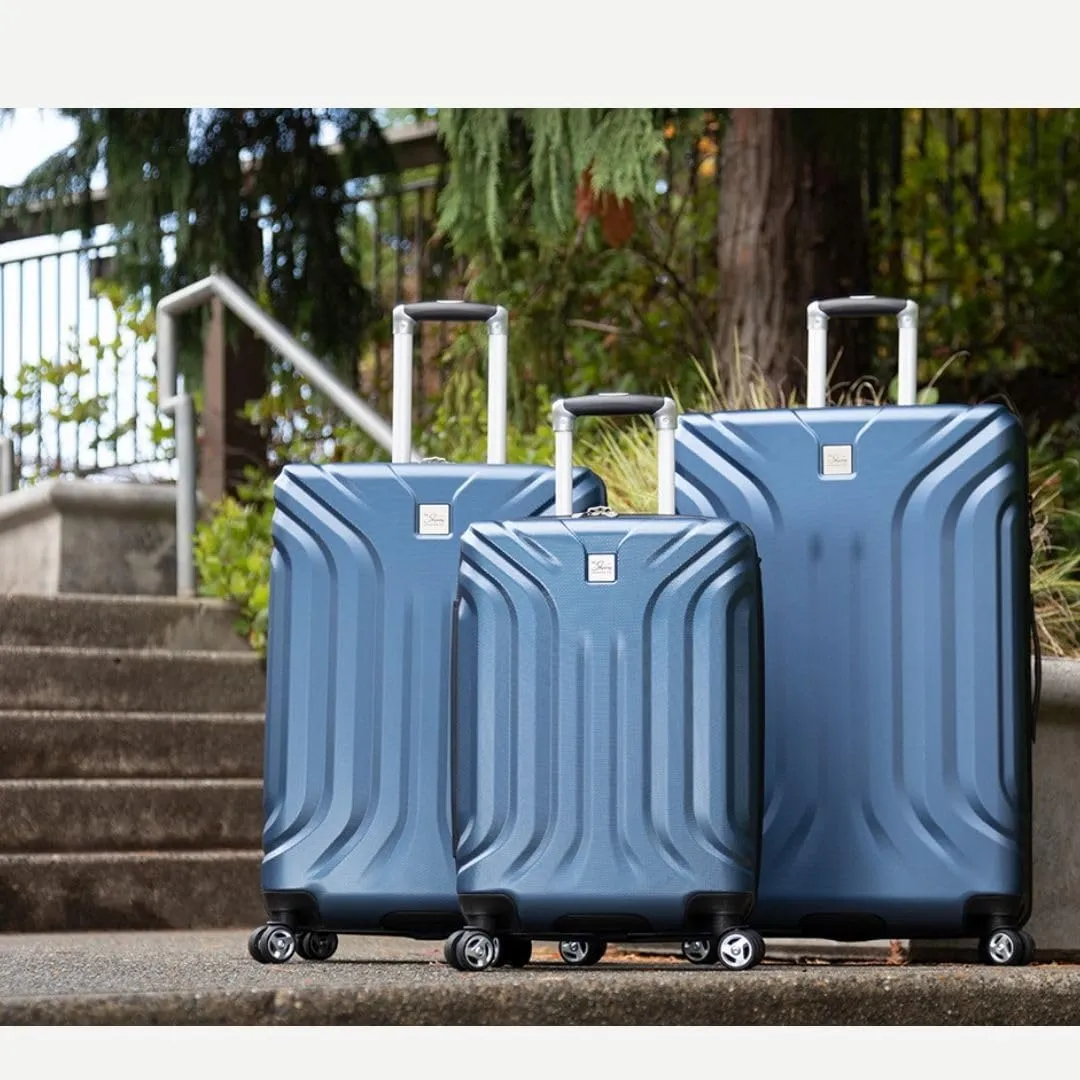 Skyway Nimbus 4.0 Expandable, Durable Hardside, 8 Wheel Spinner, Lightweight Suitcase, Unisex, Stylish, Maritime Blue, Checked-Large 28-Inch