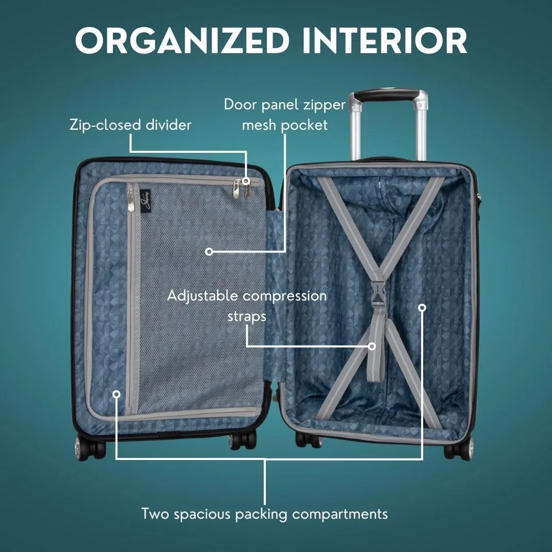 Skyway Nimbus 4.0 Expandable, Durable Hardside, 8 Wheel Spinner, Lightweight Suitcase, Unisex, Stylish, Maritime Blue, Checked-Large 28-Inch