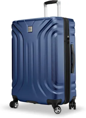 Skyway Nimbus 4.0 Expandable, Durable Hardside, 8 Wheel Spinner, Lightweight Suitcase, Unisex, Stylish, Maritime Blue, Checked-Large 28-Inch