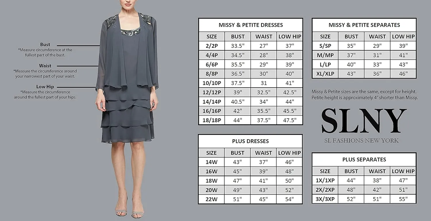 S.L. Fashions Women's Jewel Neck Drape Front Dress
