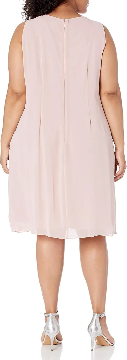S.L. Fashions Women's Plus Size Chiffon Tier Jacket Dress with Beading Detail