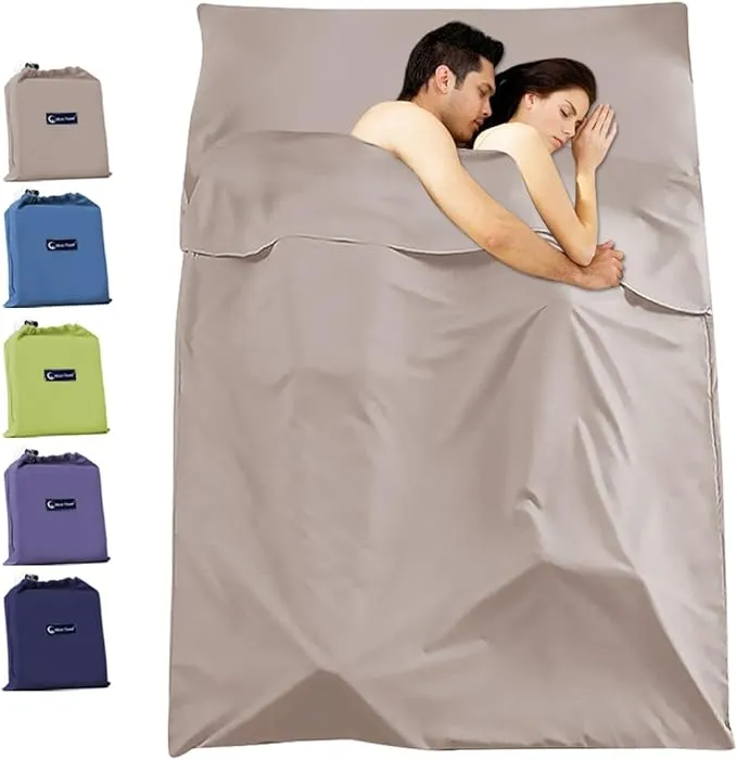 Sleeping Bag Liner Travel Camping Sheet, Lightweight Portable Sleeping Sheets for Outdoor Travel Backpacking Hiking Picnics Hotels