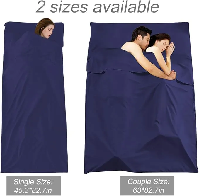 Sleeping Bag Liner Travel Camping Sheet, Lightweight Portable Sleeping Sheets for Outdoor Travel Backpacking Hiking Picnics Hotels