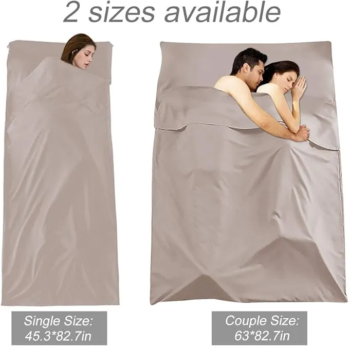 Sleeping Bag Liner Travel Camping Sheet, Lightweight Portable Sleeping Sheets for Outdoor Travel Backpacking Hiking Picnics Hotels