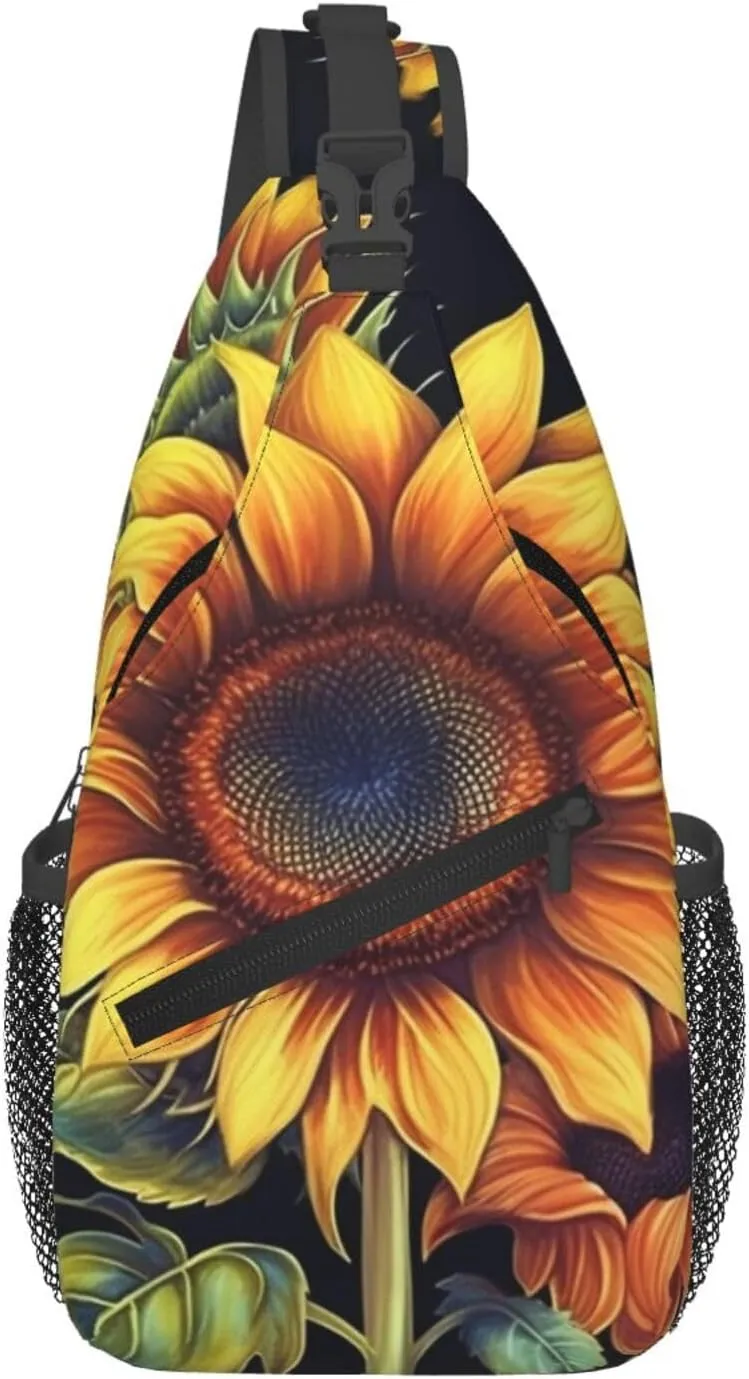 Sling Bags for Women Men Summer Sunflower Sling Backpack Adjustable Belt Bum Bags Fanny Pack for Travel Sports Running Hiking Waist Packs