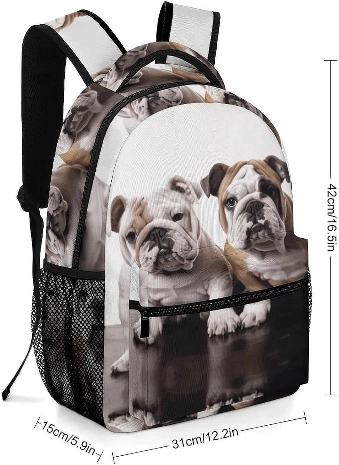 Small Backpacks Personalized Two Cute Bulldog Dogs Printing Travel Bag Lightweight Travel Backpack For Women Men