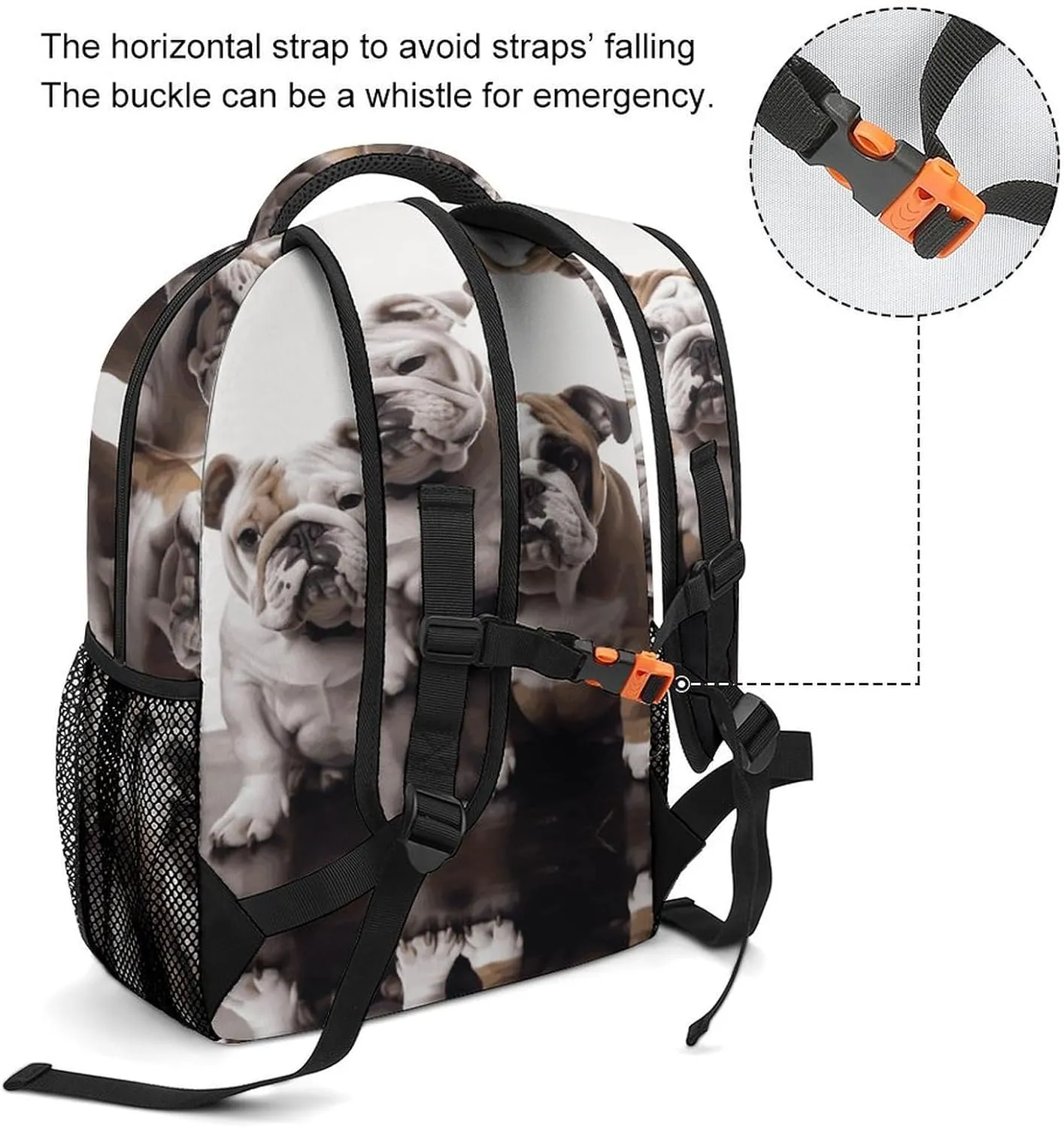 Small Backpacks Personalized Two Cute Bulldog Dogs Printing Travel Bag Lightweight Travel Backpack For Women Men