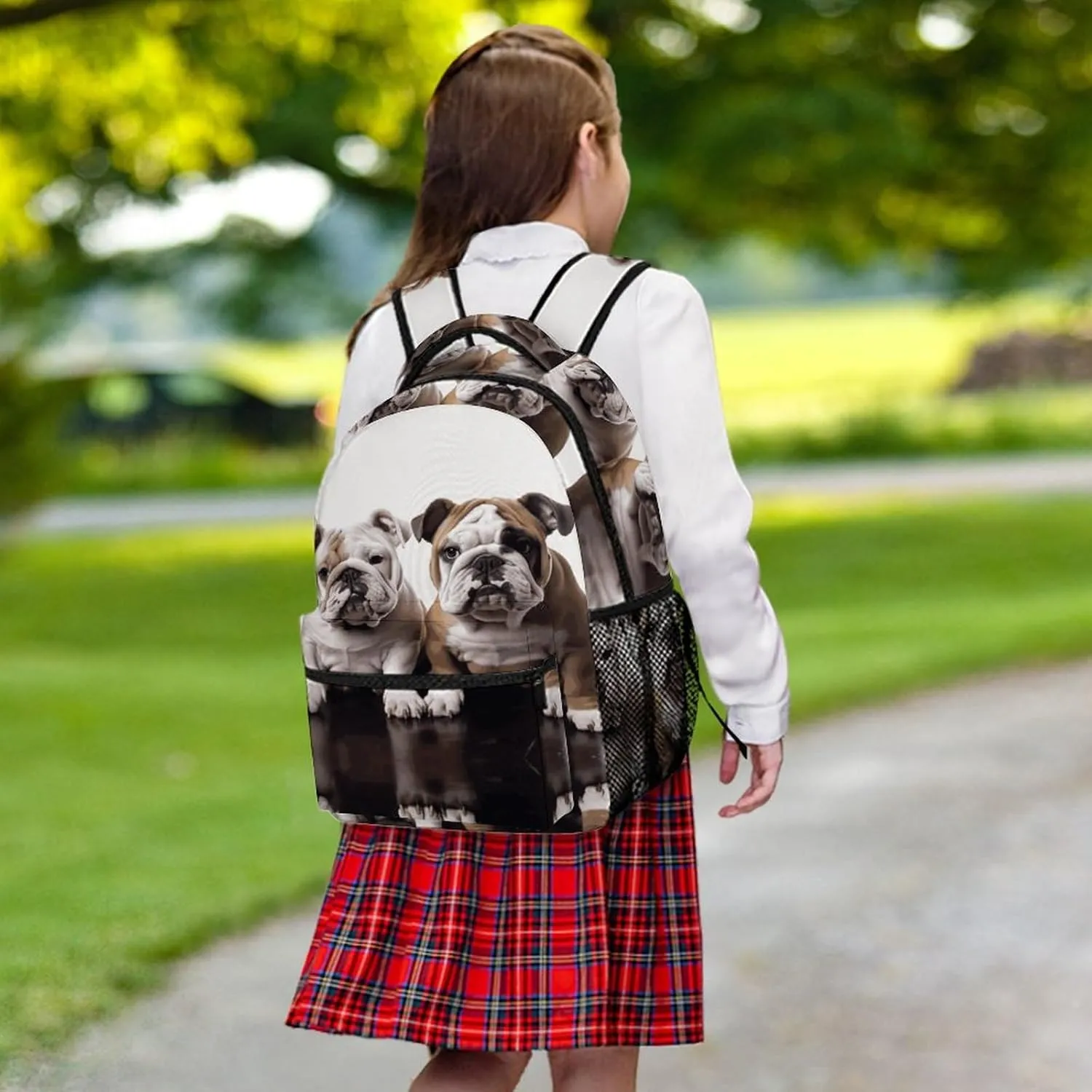 Small Backpacks Personalized Two Cute Bulldog Dogs Printing Travel Bag Lightweight Travel Backpack For Women Men