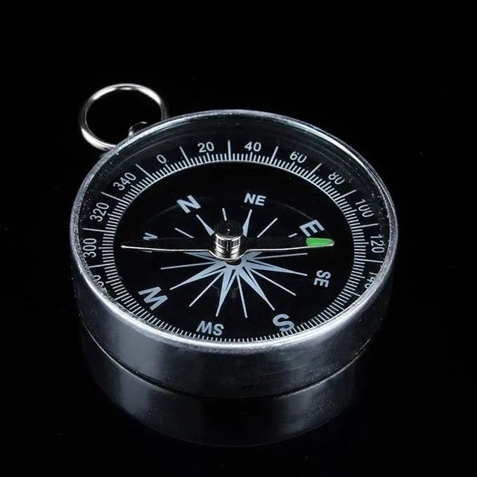 Small Compass for Hiking,Compass Small,Navigation Compass Hiking,Working Compass Necklace for Outdoor Camping Hiking Sports for Navigation Silver Portable Pocket Compass