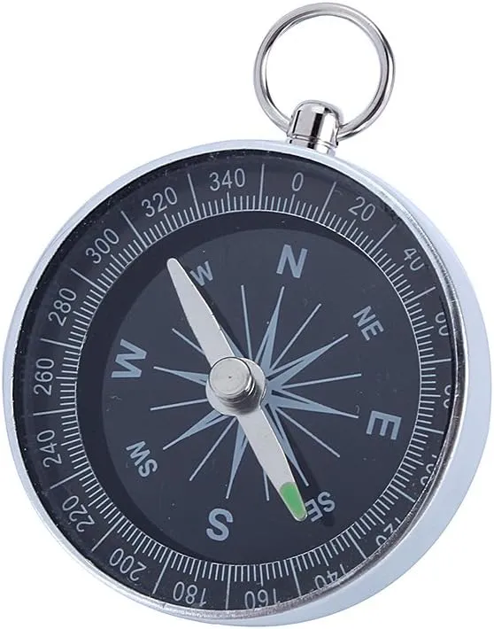 Small Compass for Hiking,Compass Small,Navigation Compass Hiking,Working Compass Necklace for Outdoor Camping Hiking Sports for Navigation Silver Portable Pocket Compass