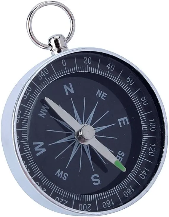 Small Compass for Hiking,Compass Small,Navigation Compass Hiking,Working Compass Necklace for Outdoor Camping Hiking Sports for Navigation Silver Portable Pocket Compass