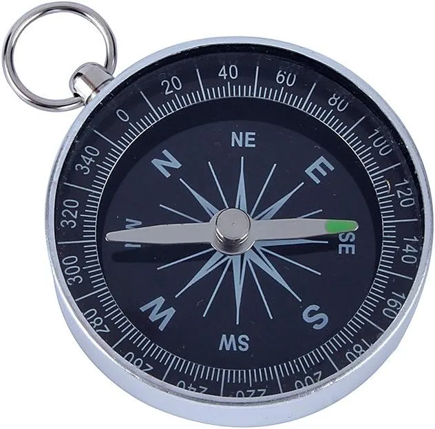 Small Compass for Hiking,Compass Small,Navigation Compass Hiking,Working Compass Necklace for Outdoor Camping Hiking Sports for Navigation Silver Portable Pocket Compass