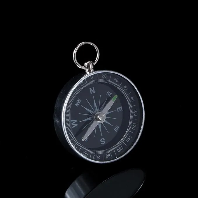 Small Compass for Hiking,Compass Small,Navigation Compass Hiking,Working Compass Necklace for Outdoor Camping Hiking Sports for Navigation Silver Portable Pocket Compass