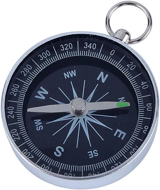 Small Compass for Hiking,Compass Small,Navigation Compass Hiking,Working Compass Necklace for Outdoor Camping Hiking Sports for Navigation Silver Portable Pocket Compass
