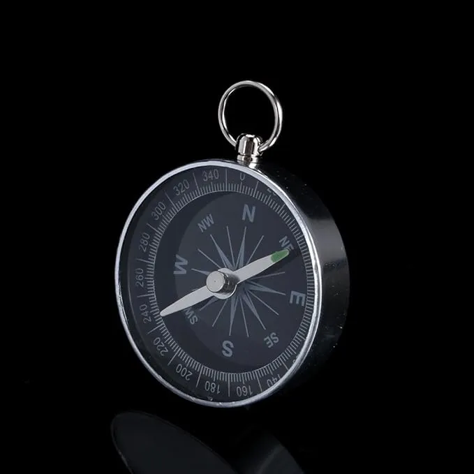Small Compass for Hiking,Compass Small,Navigation Compass Hiking,Working Compass Necklace for Outdoor Camping Hiking Sports for Navigation Silver Portable Pocket Compass
