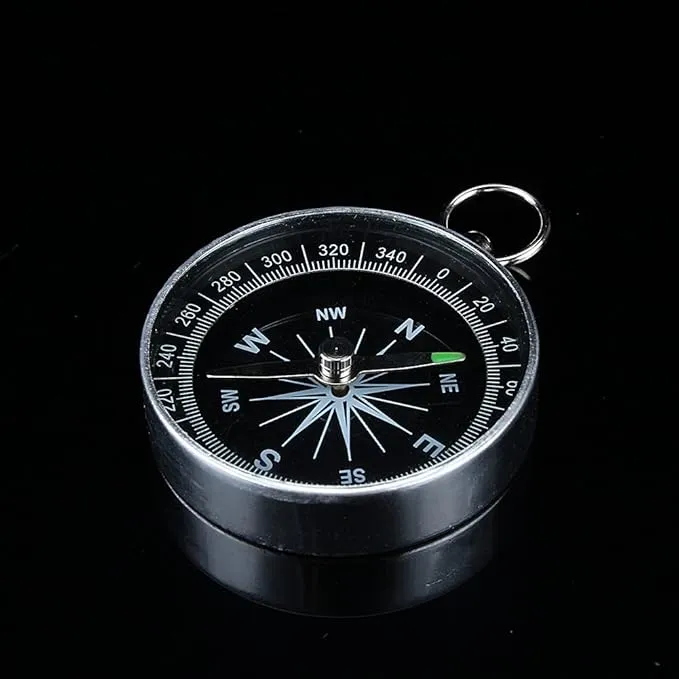 Small Compass for Hiking,Compass Small,Navigation Compass Hiking,Working Compass Necklace for Outdoor Camping Hiking Sports for Navigation Silver Portable Pocket Compass