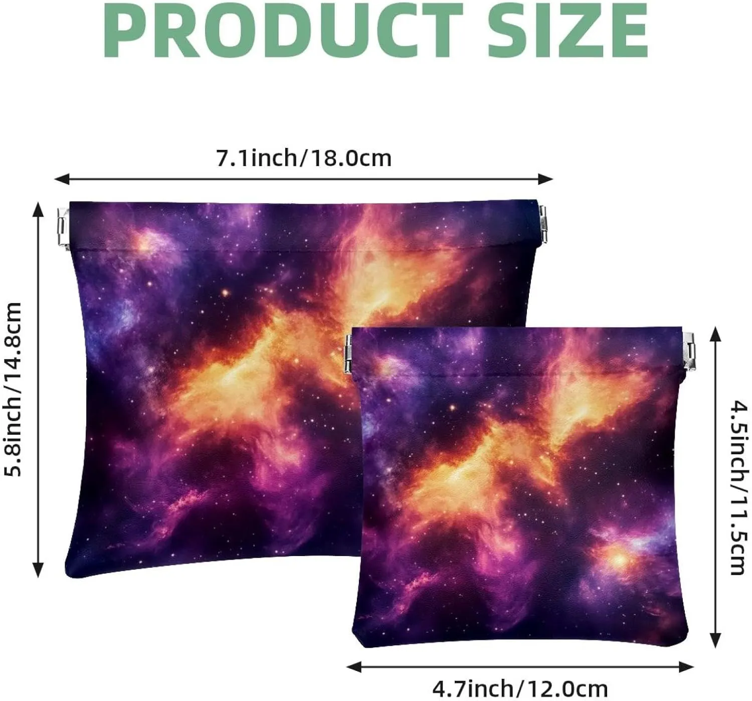 Small Pocket Cosmetic Bag, Squeeze Top Travel Makeup Bag for Purse, No Zipper Self-Closing Mini Makeup Pouch for Women Girls, Stary Night Cosmos Universe Astronomy