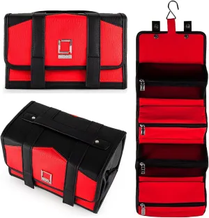 Small Roll Up Hanging Toiletry Bag for Traveling Women, Cosmetic Makeup Travel Organizer with 4 Removable Compartments, Medicine Bag