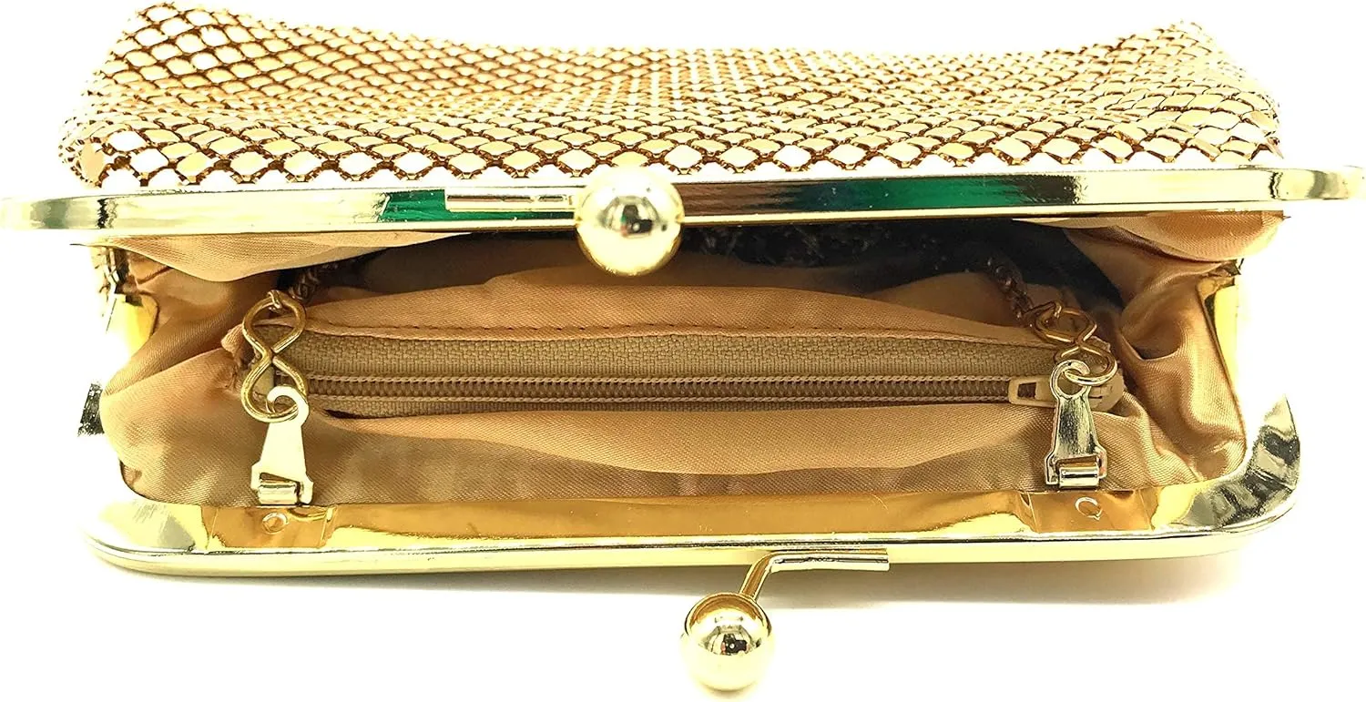 Small Women Clutch Metal Mesh Evening Purse for Party prom Wedding