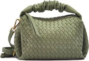 Small Woven Purses, Designer Crossbody Bags for Women Vegan Leather Bags Evening Woven Handbag Clutch