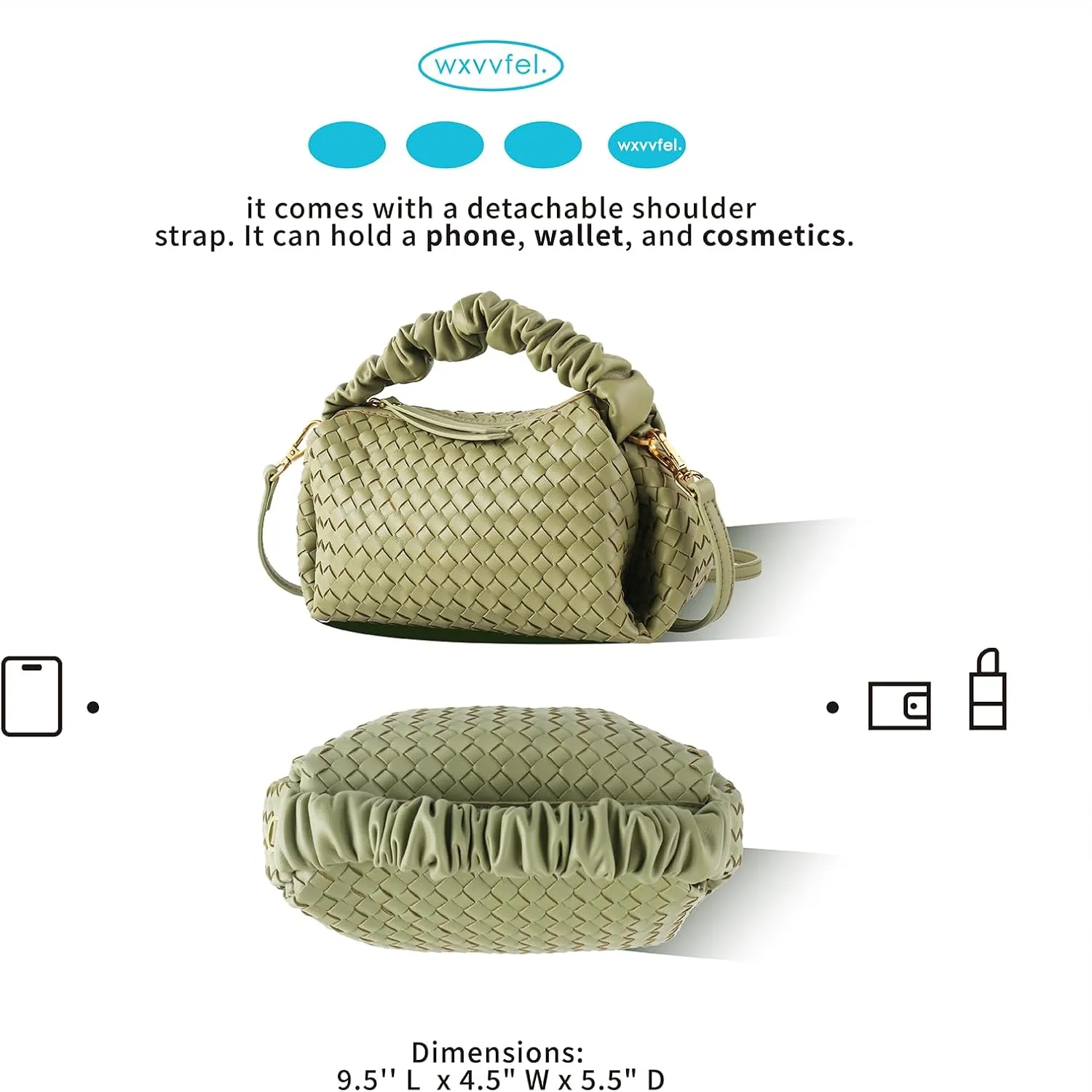 Small Woven Purses, Designer Crossbody Bags for Women Vegan Leather Bags Evening Woven Handbag Clutch