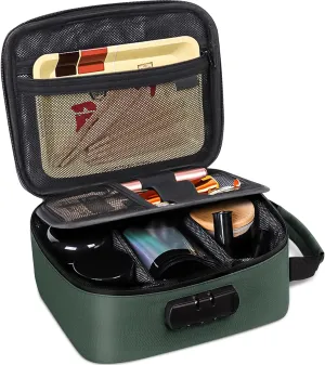 Smell Proof Bag with Combination Lock, Airtight Zippers Carbon Lining & Removable Dividers, Odor Proof Container for Smoking Accessories, Odorless Travel Box Blocks Out Strong Odors