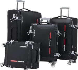 Softside Luggage Set with Spinner Wheels, 4 Piece Expandable Fabric Large Suitcases Set with TSA Lock (Black, 20/24/28/32inch)