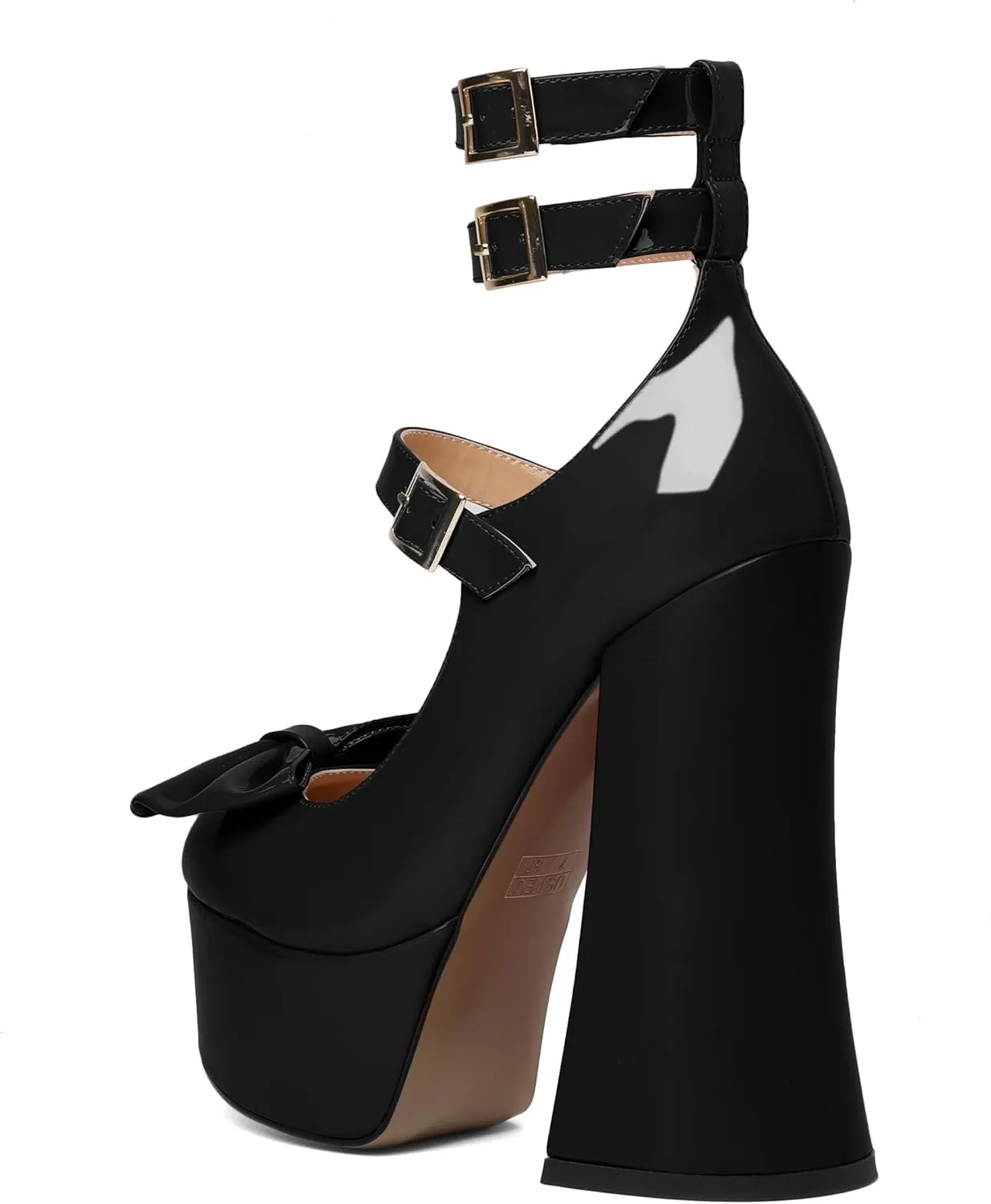 Soireelady Women's Platform Chunky Heels, Round Toe Mary Jane Pumps, Block High Heels with Ankle Strap, Dressy Shoes for Party, Wedding, Evening Sexy