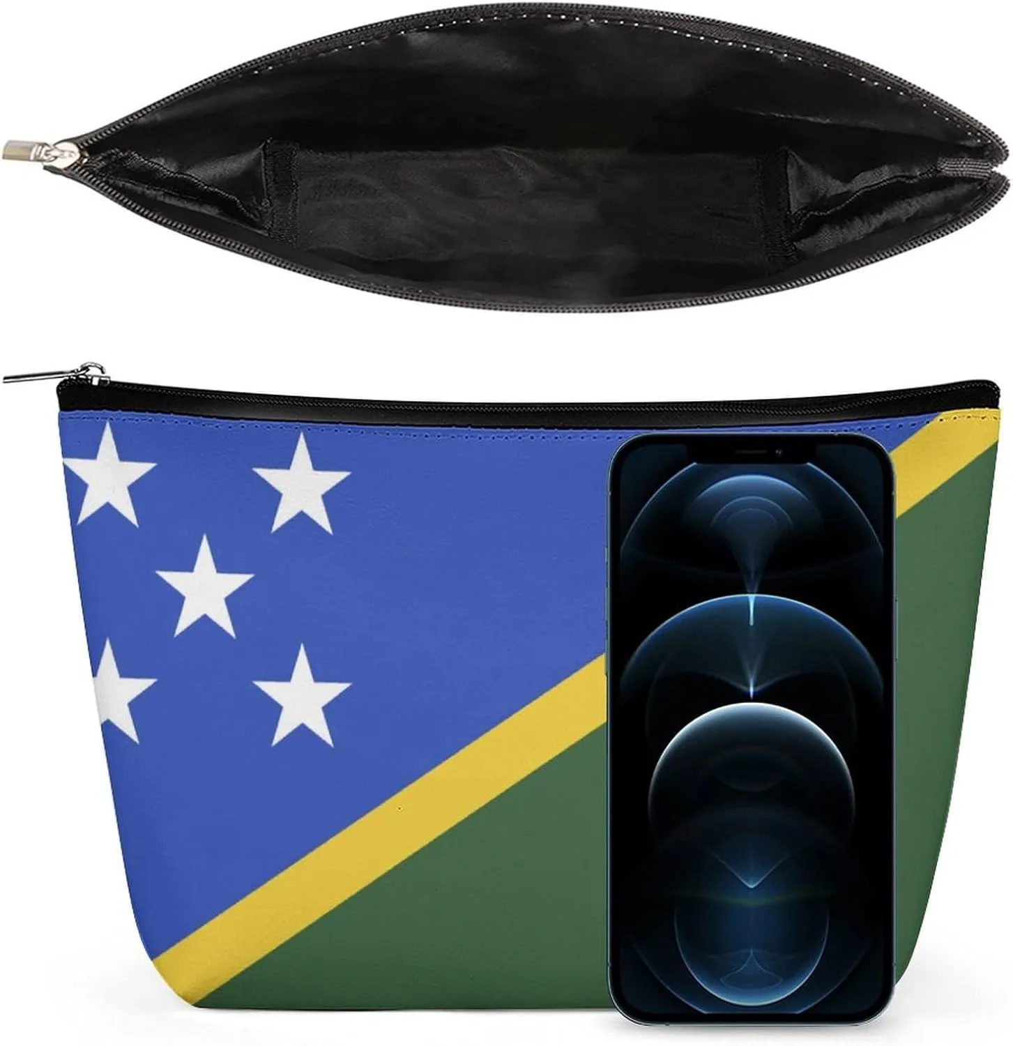 Solomon Lslands Flag Portable Makeup Bag Zipper Cosmetic Pouch Organizer for Women Girls