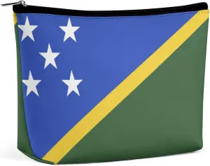 Solomon Lslands Flag Portable Makeup Bag Zipper Cosmetic Pouch Organizer for Women Girls