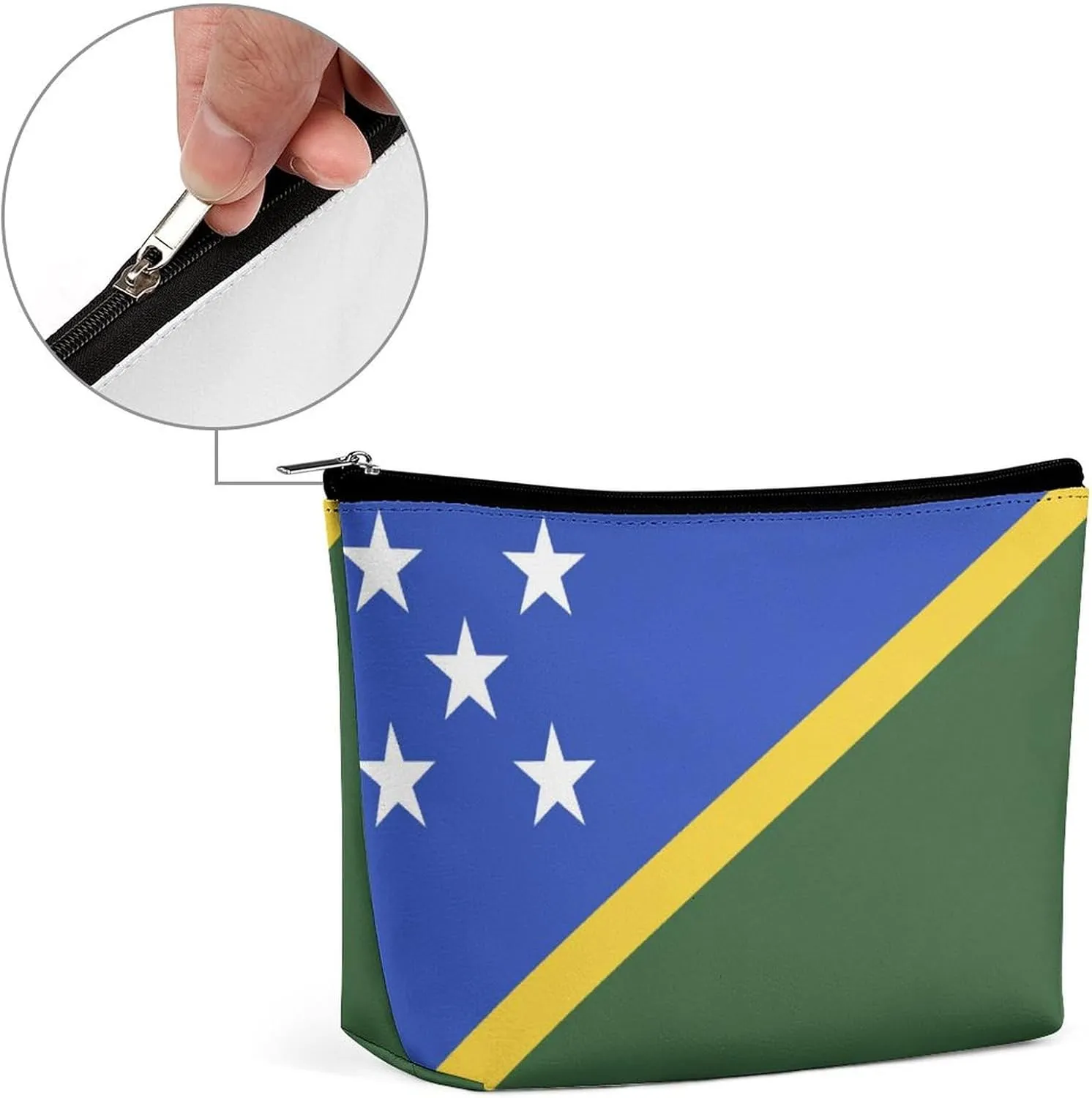 Solomon Lslands Flag Portable Makeup Bag Zipper Cosmetic Pouch Organizer for Women Girls