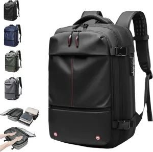 Space Vac Backpack, Spacevac Vacuum Compression Backpack,Expandable Waterproof Multifunctional Travel Password TSA Lock Bag (Black-with Air Pump)