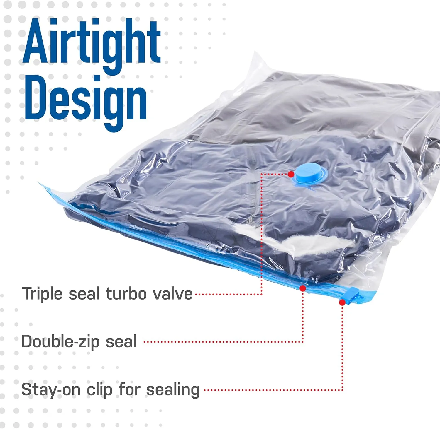 Spacesaver Bags, 80% More Storage, Hand-Pump for Travel, Space Saver Vacuum Storage Bags with Double-Zip Seal and Triple Seal Turbo-Valve for Max Space Saving in storaging Bag (Large 6 Pack)