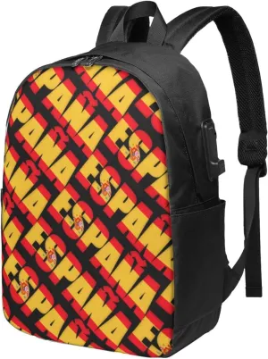 Spain Spanish Espana Flag Laptop Backpacks Travel Backpack Casual Business Daypack Sport Rucksack Computer Bag Fits up to 17 Inch Notebook with USB Port
