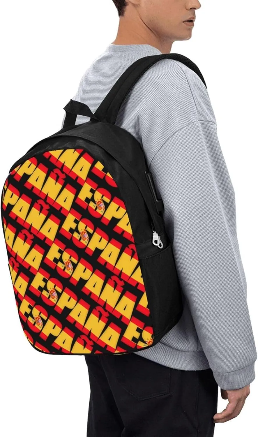 Spain Spanish Espana Flag Laptop Backpacks Travel Backpack Casual Business Daypack Sport Rucksack Computer Bag Fits up to 17 Inch Notebook with USB Port