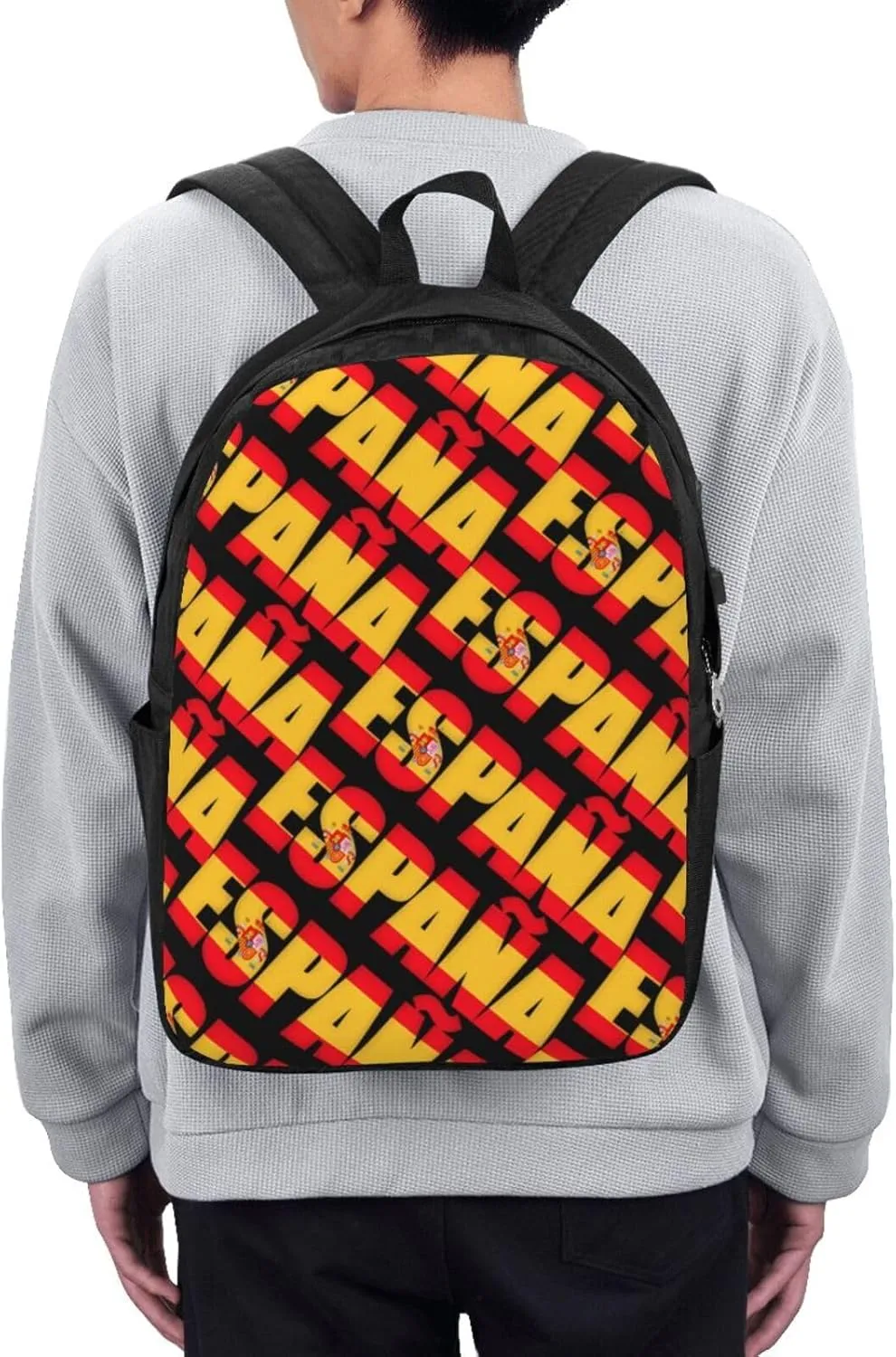 Spain Spanish Espana Flag Laptop Backpacks Travel Backpack Casual Business Daypack Sport Rucksack Computer Bag Fits up to 17 Inch Notebook with USB Port