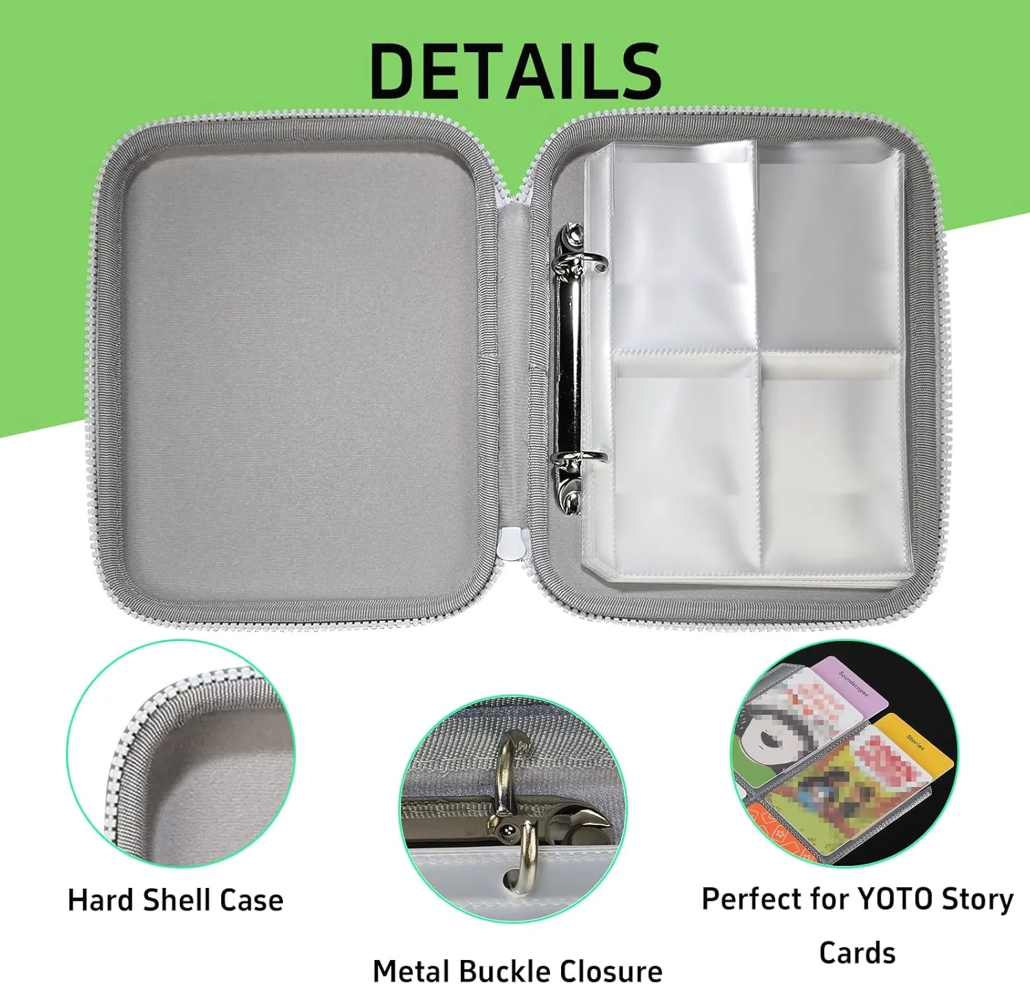 Sparkly Card Holder for YOTO Player Cards - 120 Pockets Portable Binder with Zipper, Carry Strap & Sleeves for Yoto Player/Mini Audiobook Cards, Travel-Friendly Hard Storage Organizer(Cyan)