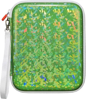 Sparkly Card Holder for YOTO Player Cards - 120 Pockets Portable Binder with Zipper, Carry Strap & Sleeves for Yoto Player/Mini Audiobook Cards, Travel-Friendly Hard Storage Organizer(Cyan)