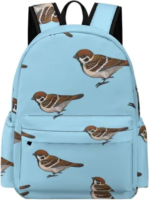 Sparrow Bird Travel Hiking Laptop Backpack for Men Women Camping Gym Backpacks Funny Casual Bag Gift