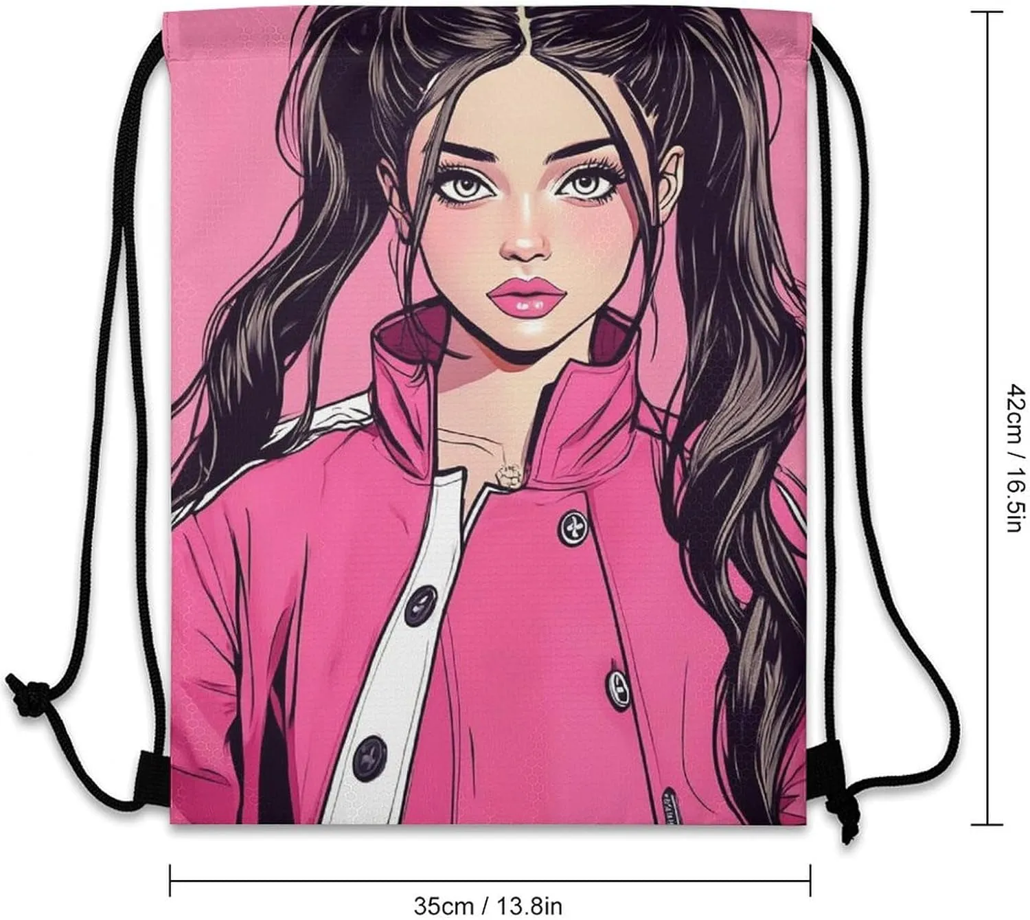 Sports Storage Drawstring Bags American Pink Woman Art for Gym, Swim, Party, Workout and Travel, Unisex-Adult Water Resistant String Backpack