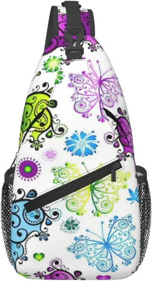 Spring Colorful Butterfly Print Stylish and Practical Crossbody Bag for All Your Travel and Daily Use