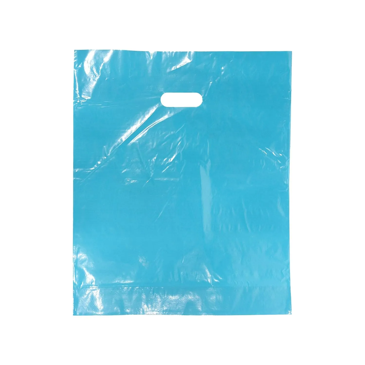 SSWBasics Teal Large Merchandise Bags - 15”W x 4”D x 18”H - Case of 500 - Durable Low Density Plastic Bags with Handles for Retail and Boutique Shopping - Stylish Large Merchandise Bags for Gifts and