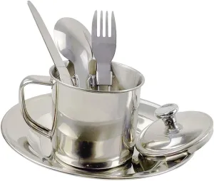 Stainless Steel Camping Cookware Set 1-2 Person Travel Cutlery Portable Pot for Outdoor Cooking No Hand Injury
