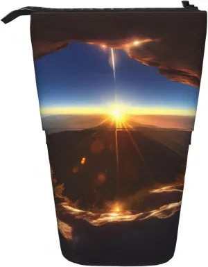 Stand Upshining Overlook Print Pencil Case Telescopic Stationery Storage Bag For Supplies Office Makeup Storage
