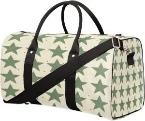 Star Duffel Bag Sport Gym Duffle Bag Retro Green Star Travel Bag Waterproof Weekender Overnight Tote Bag Foldable Carry on Bag Training Shoulder Bag for Women Men