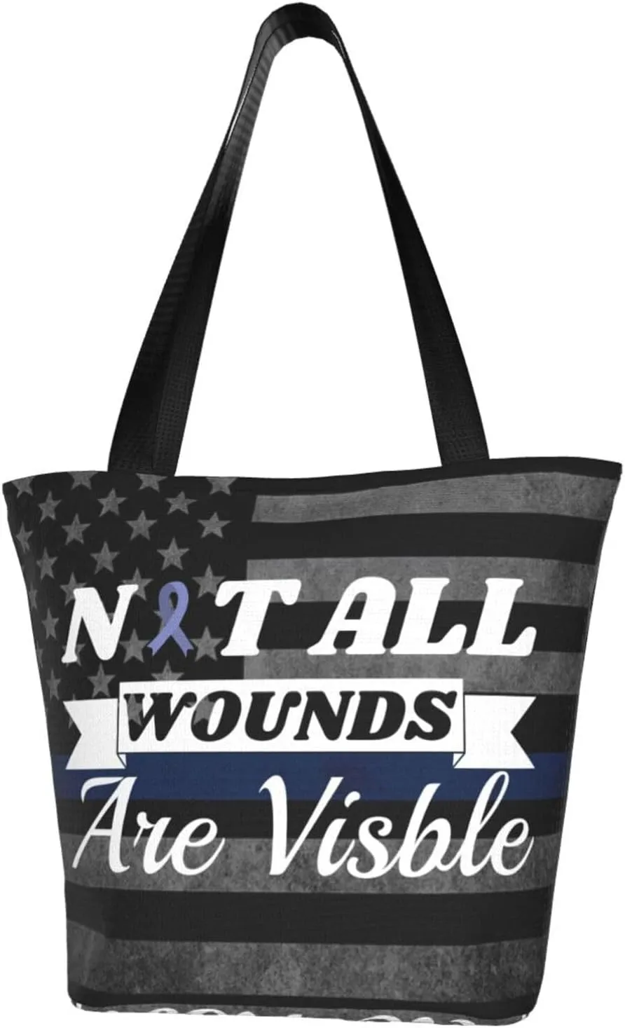 Stomach Cancer Awareness Not All Wounds Are Visible Fashion Shoulder Bag Large Capacity For Man Or Woman